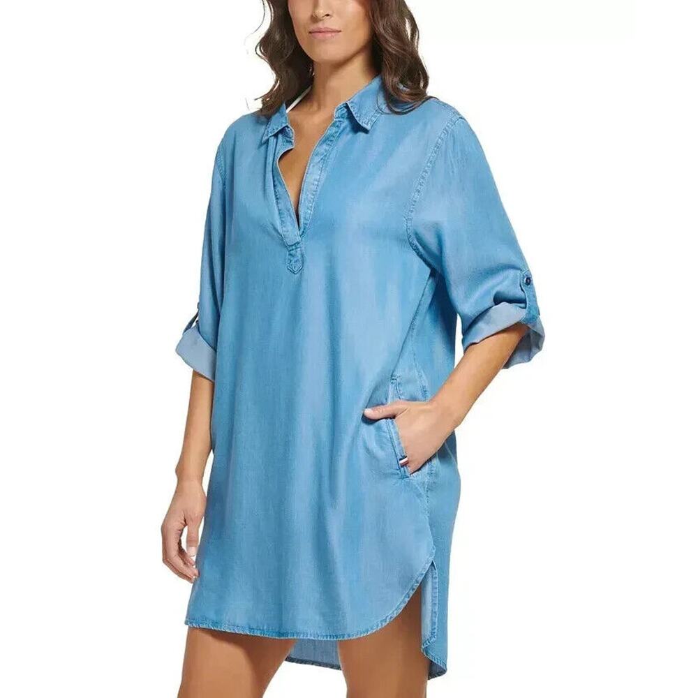 Tommy Hilfiger Chambray Shirtdress Swimsuit Cover-Up Small NWT